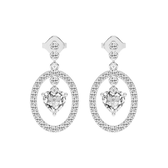 Heart in Halo Drop Earrings