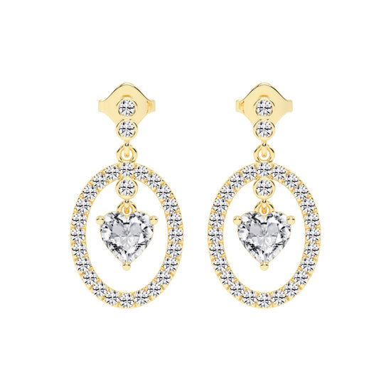 Heart in Halo Drop Earrings