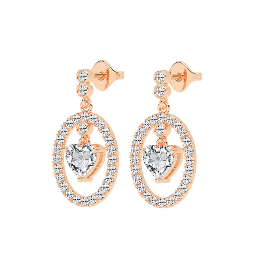 Heart in Halo Drop Earrings