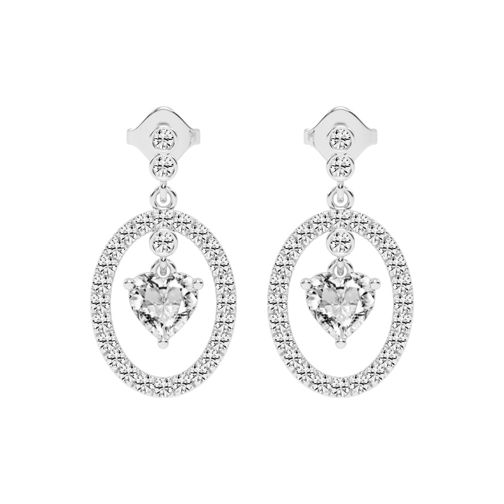 Heart in Halo Drop Earrings