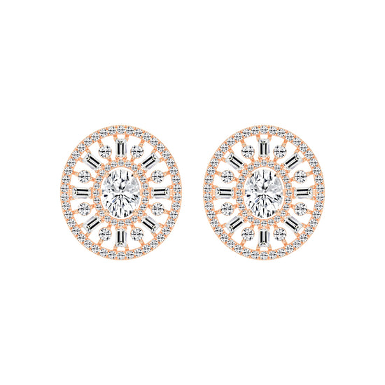 Oval Radial Sparkle Stud Earrings