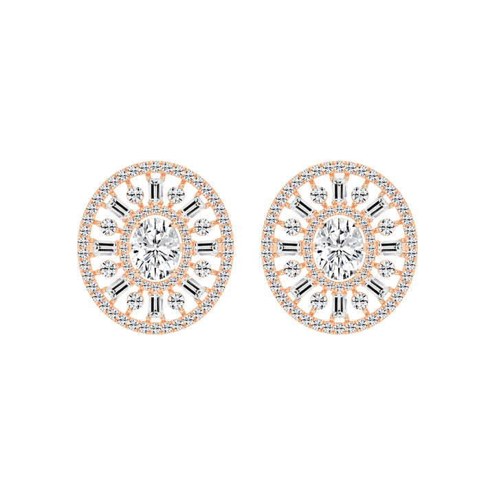 Oval Radial Sparkle Stud Earrings