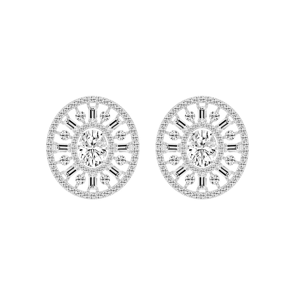 Oval Radial Sparkle Stud Earrings