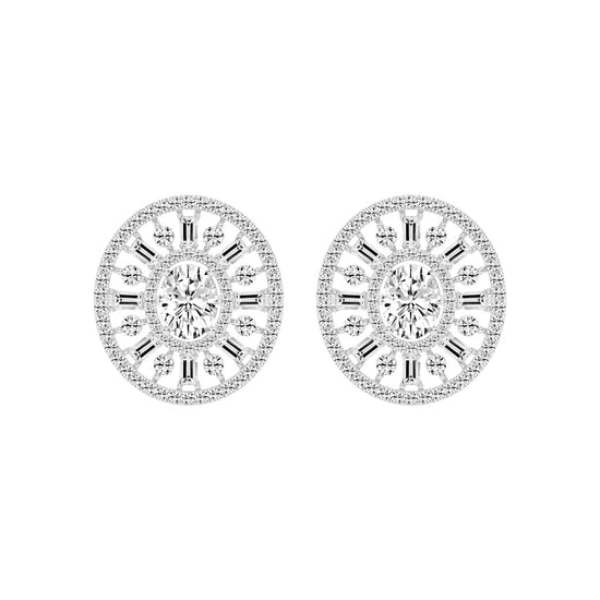 Oval Radial Sparkle Stud Earrings