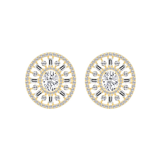Oval Radial Sparkle Stud Earrings