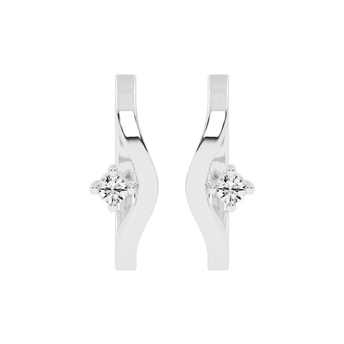 Wavy Solitaire Huggie Hoops