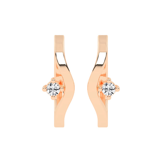 Wavy Solitaire Huggie Hoops