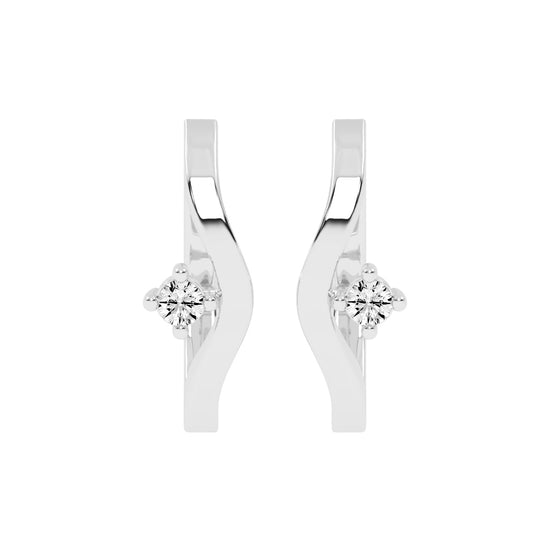 Wavy Solitaire Huggie Hoops