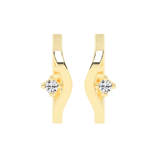 Wavy Solitaire Huggie Hoops