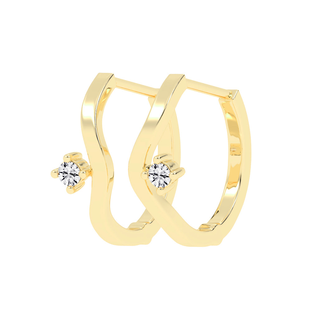 Wavy Solitaire Huggie Hoops