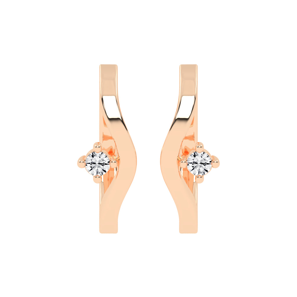 Wavy Solitaire Huggie Hoops