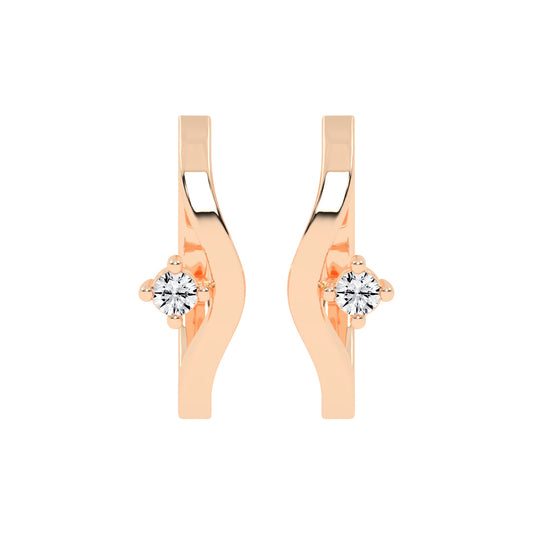 Wavy Solitaire Huggie Hoops