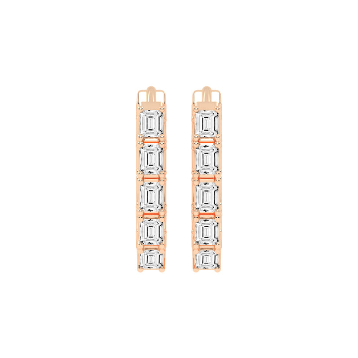 Emerald-Cut Glow Hoop Earrings