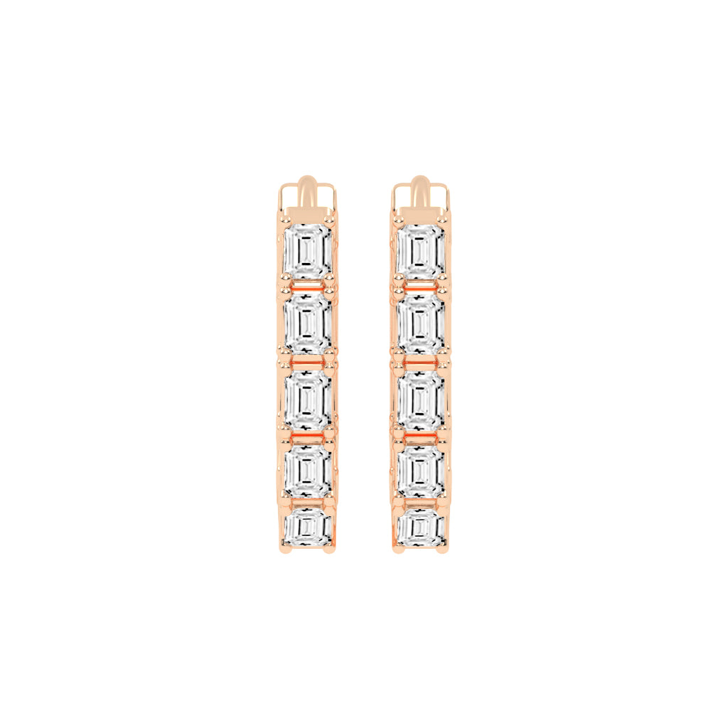 Emerald-Cut Glow Hoop Earrings