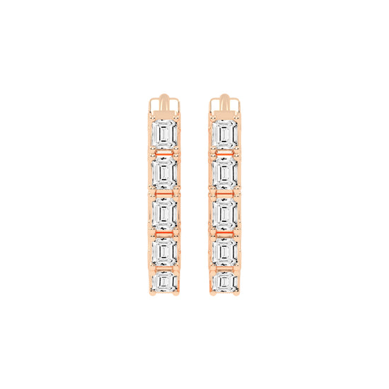 Emerald-Cut Glow Hoop Earrings