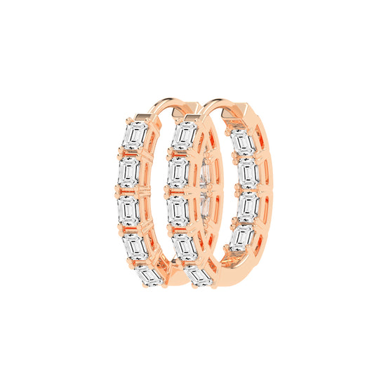 Emerald-Cut Glow Hoop Earrings