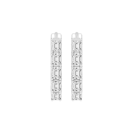 Emerald-Cut Glow Hoop Earrings