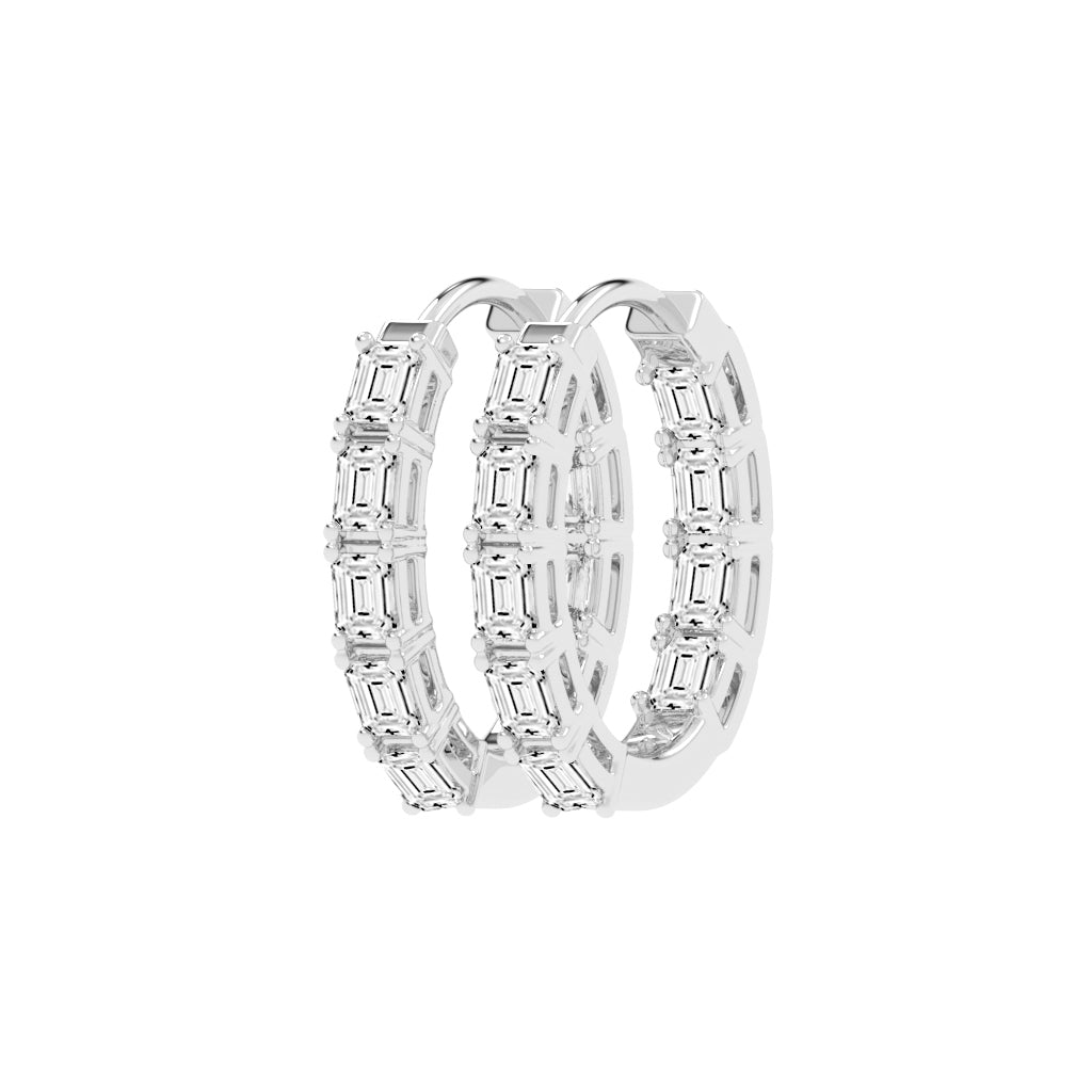 Emerald-Cut Glow Hoop Earrings