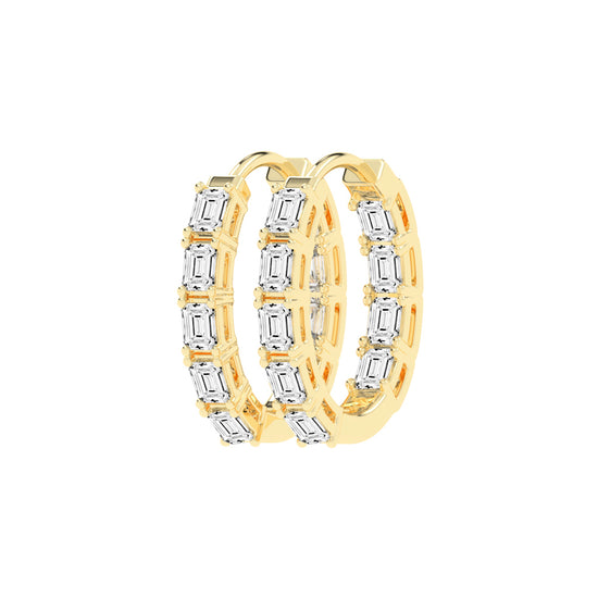 Emerald-Cut Glow Hoop Earrings