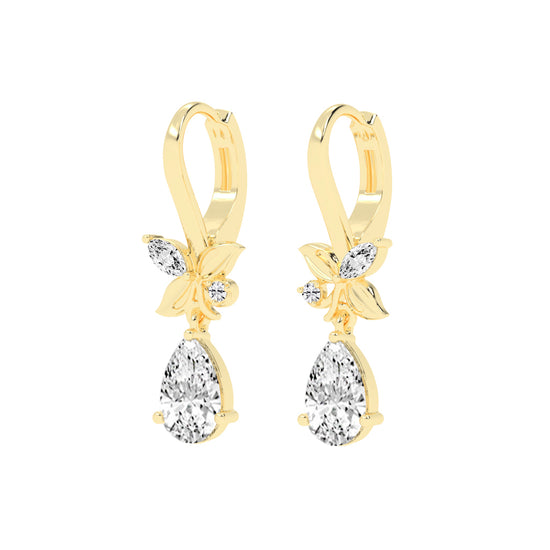 Floral Pear Drop Earrings