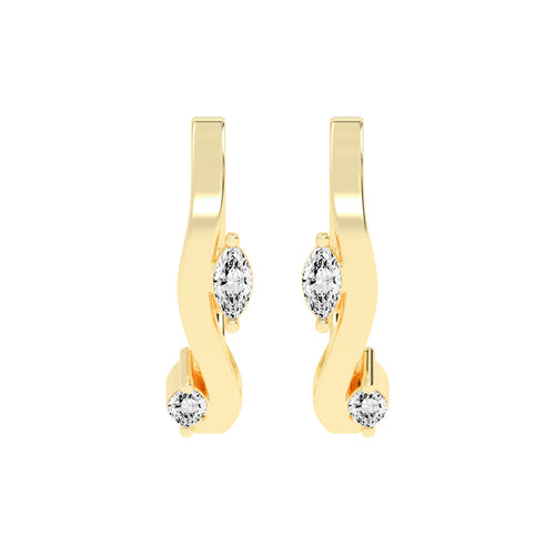 Marquise Solitaire Twist Hoops