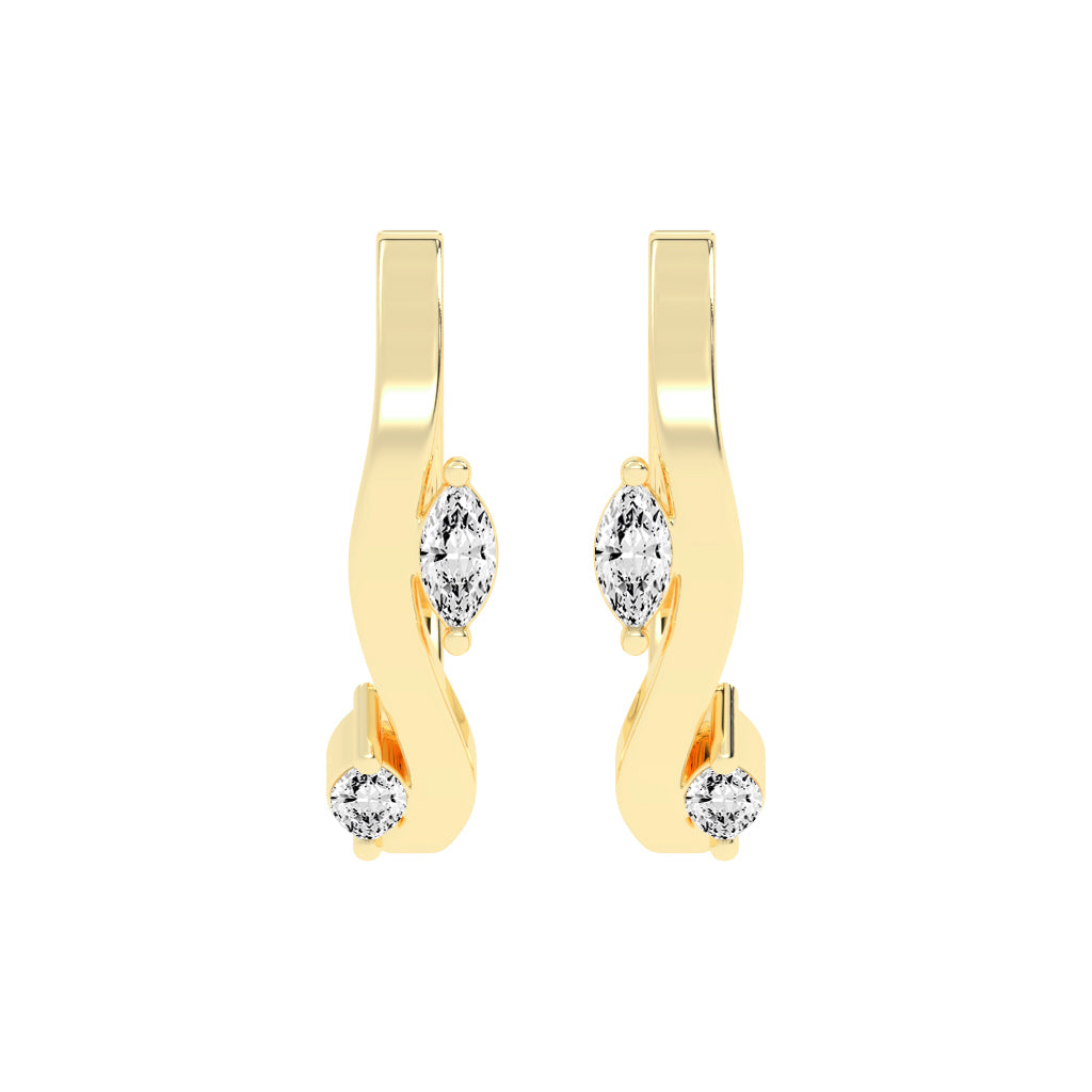Marquise Solitaire Twist Hoops