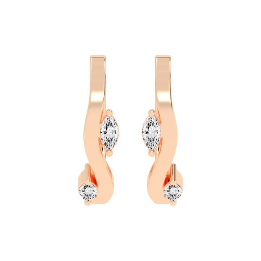 Marquise Solitaire Twist Hoops