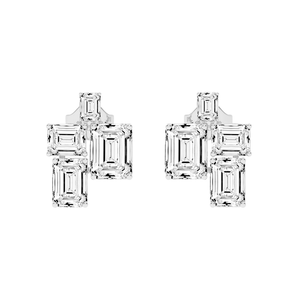 GeoLuxe Emerald Cluster Earrings