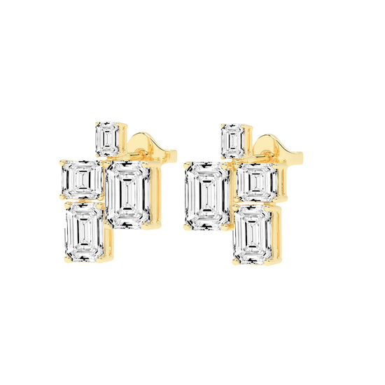 GeoLuxe Emerald Cluster Earrings