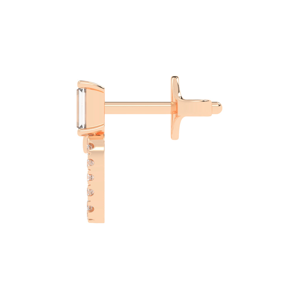 Baguette Cut  Pav Diamond Earrings