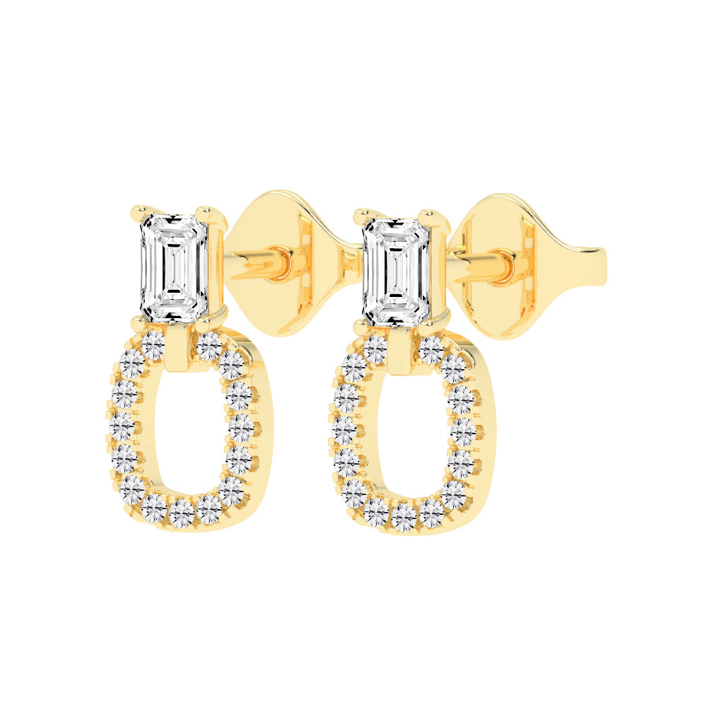 Baguette Cut  Pav Diamond Earrings