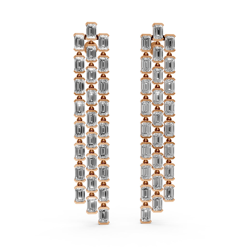 Regal Cascade Emerald Diamond Chandelier Earrings
