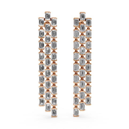 Regal Cascade Emerald Diamond Chandelier Earrings