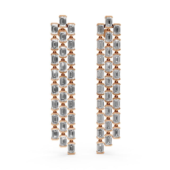 Regal Cascade Emerald Diamond Chandelier Earrings
