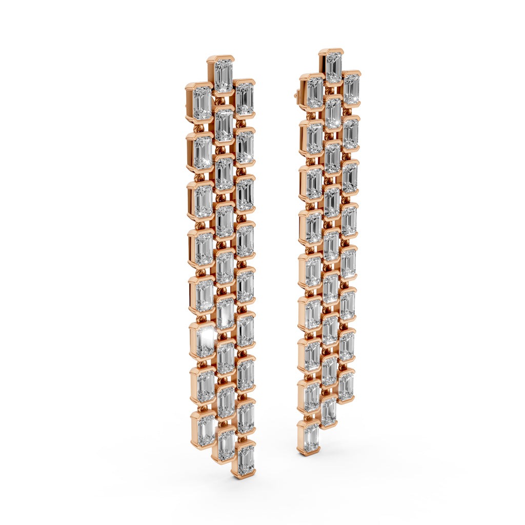 Regal Cascade Emerald Diamond Chandelier Earrings