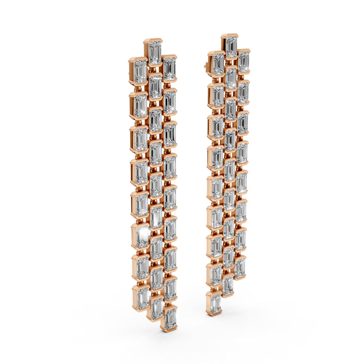 Regal Cascade Emerald Diamond Chandelier Earrings