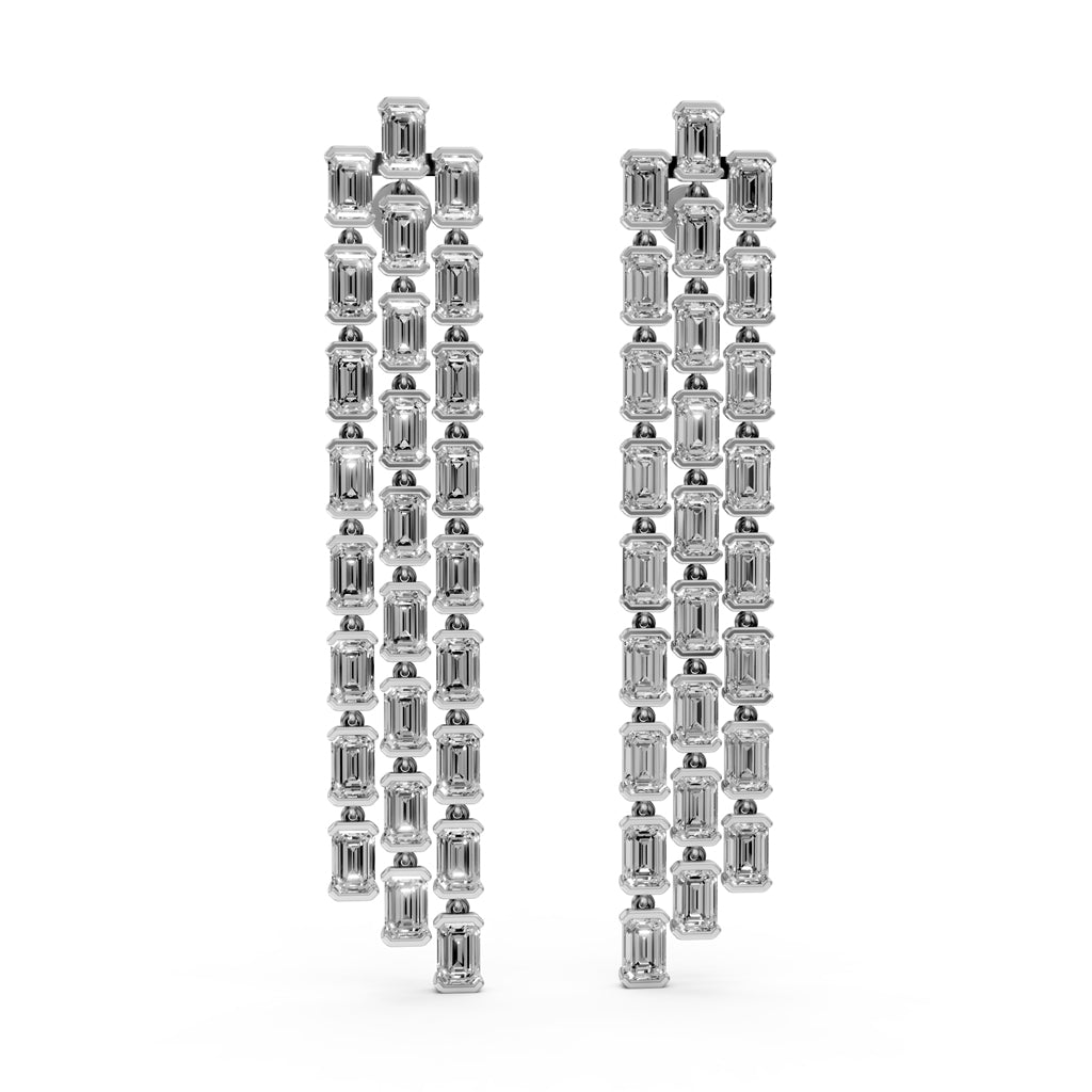 Regal Cascade Emerald Diamond Chandelier Earrings