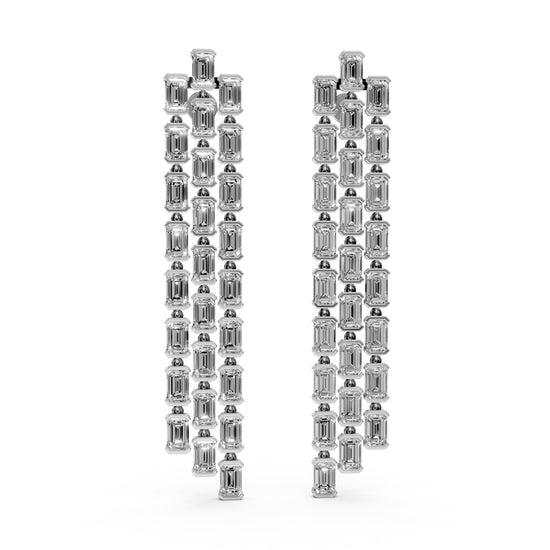 Regal Cascade Emerald Diamond Chandelier Earrings
