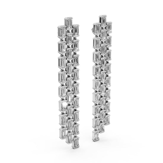 Regal Cascade Emerald Diamond Chandelier Earrings