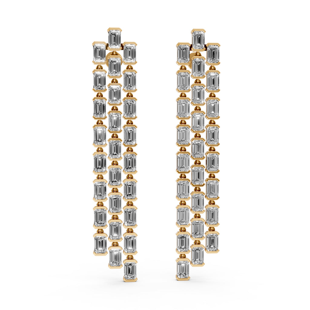 Regal Cascade Emerald Diamond Chandelier Earrings