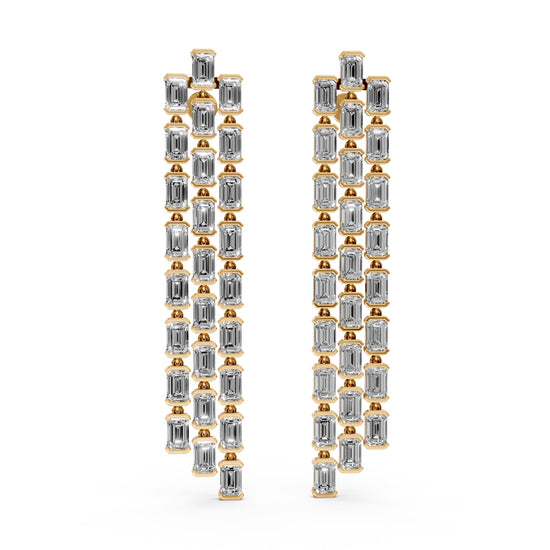 Regal Cascade Emerald Diamond Chandelier Earrings