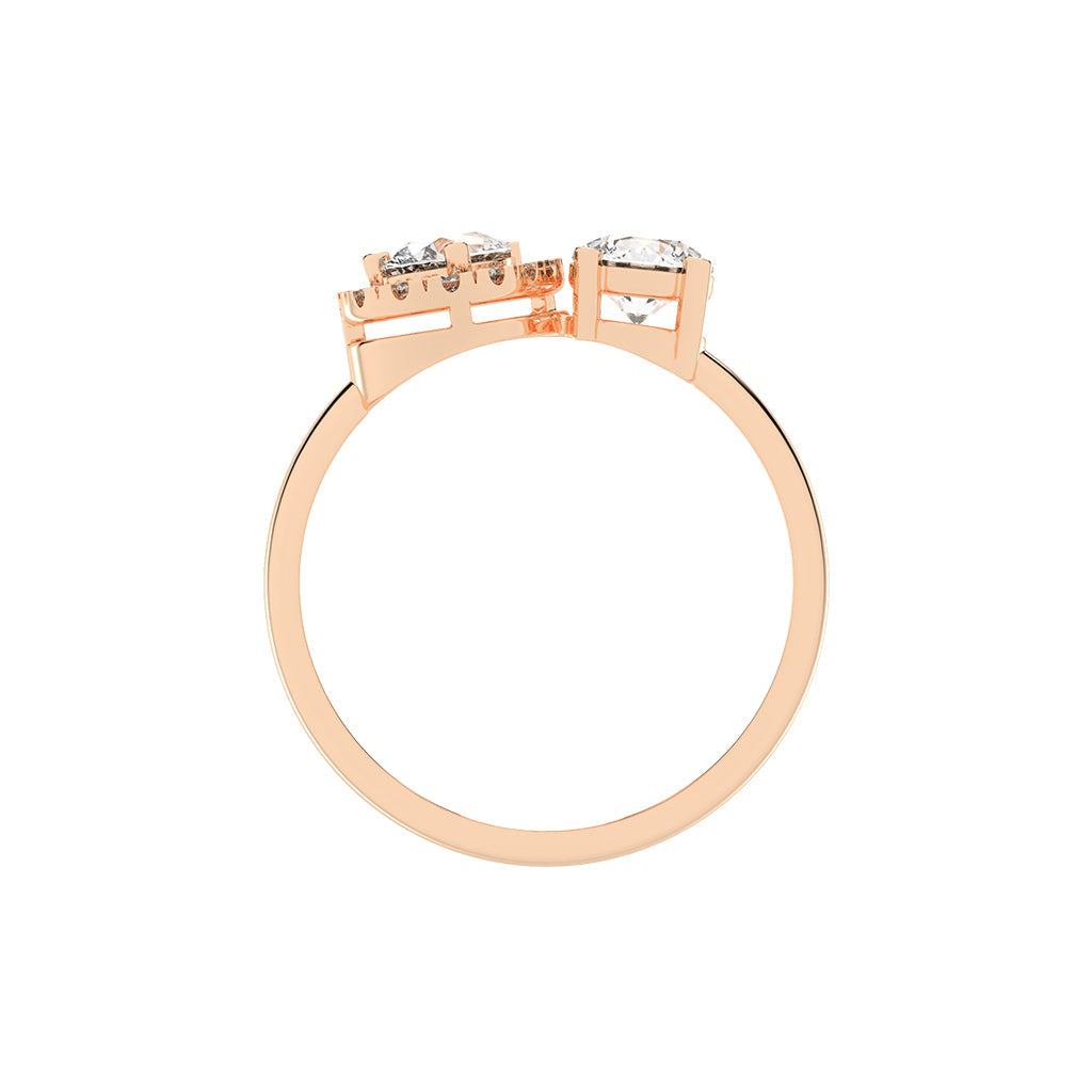 Halviara you and me pear cut halo lab diamond ring