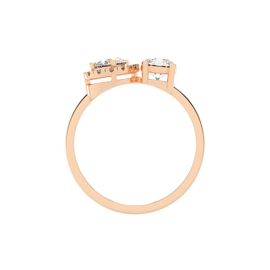 Halviara you and me pear cut halo lab diamond ring
