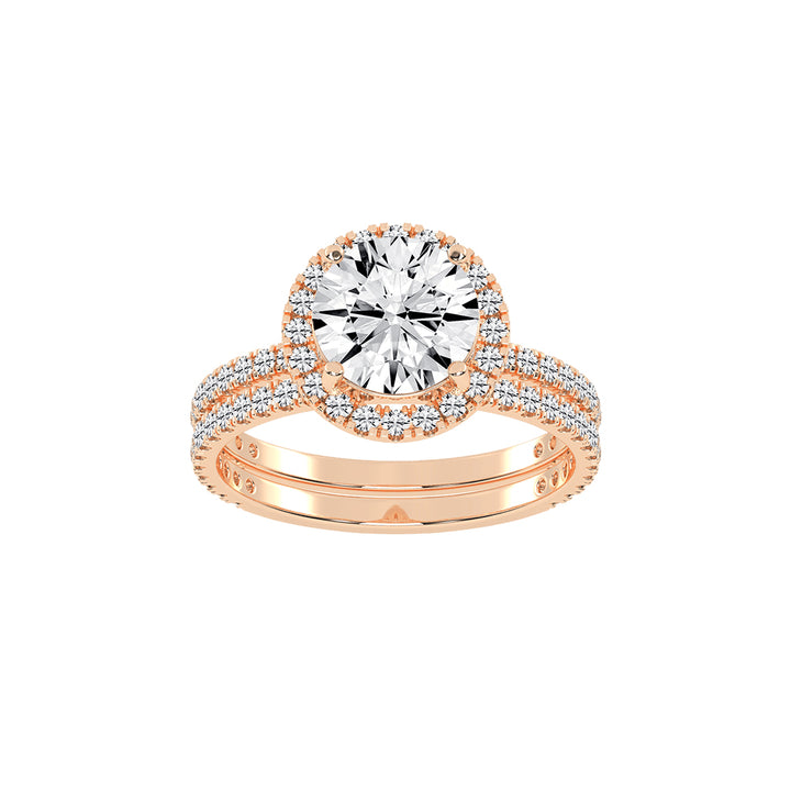 Halorina two row round cut halo lab diamond ring