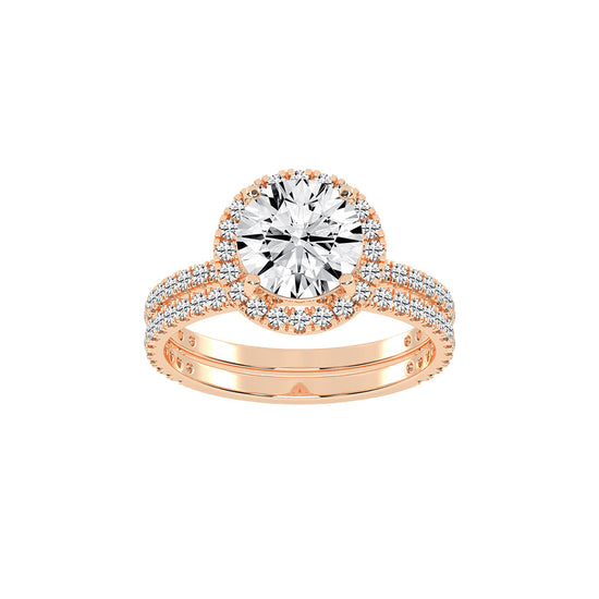 Halorina two row round cut halo lab diamond ring