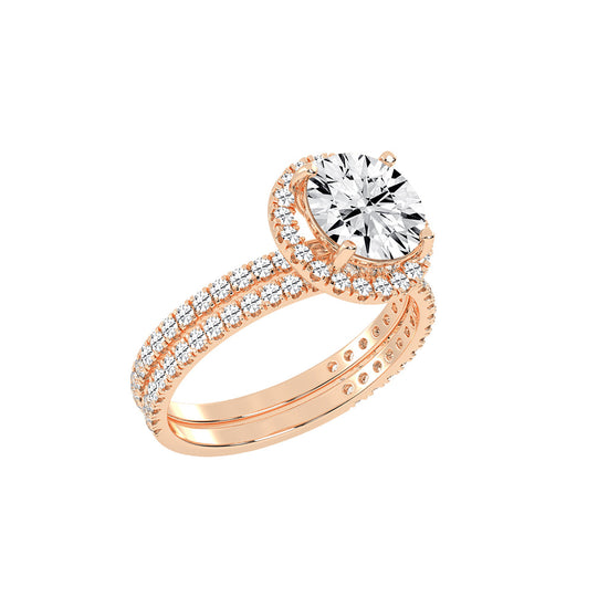 Halorina two row round cut halo lab diamond ring