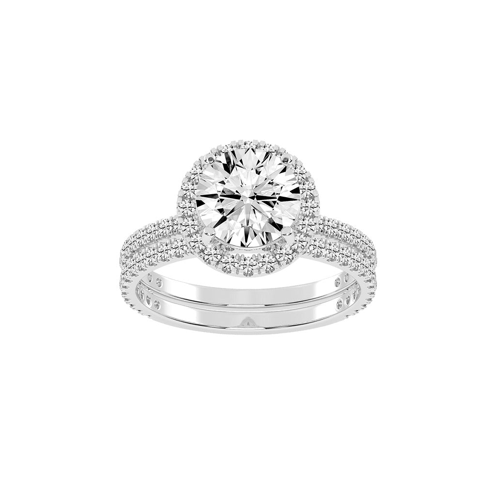 Halorina two row round cut halo lab diamond ring