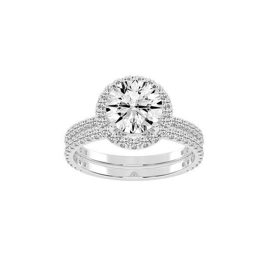 Halorina two row round cut halo lab diamond ring
