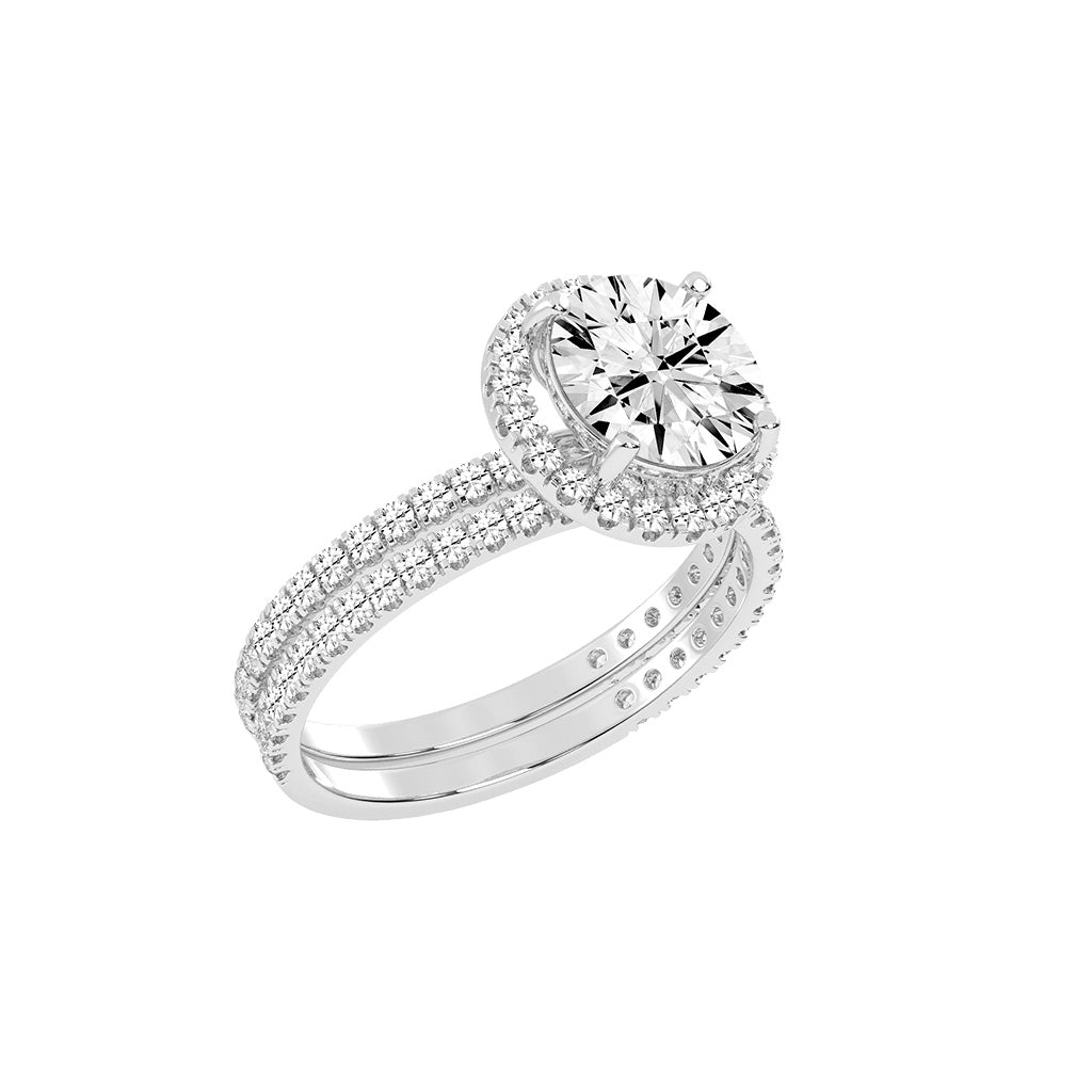 Halorina two row round cut halo lab diamond ring