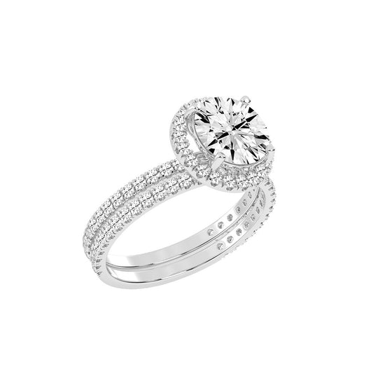 Halorina two row round cut halo lab diamond ring